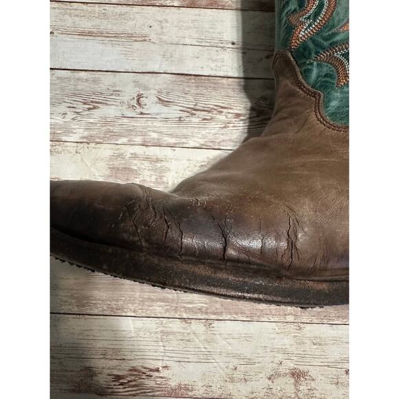Goodyear Cowboy Boots Men\'s Size 12 D Blue Brown Leather Square Toe Design main image 6